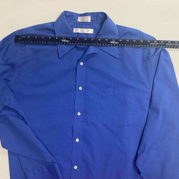GEOFFREY BEENE Men’s Shirt Size 17.5/34-35 Blue‎ Long Sleeved Wrinkle Free - Picture 3 of 9